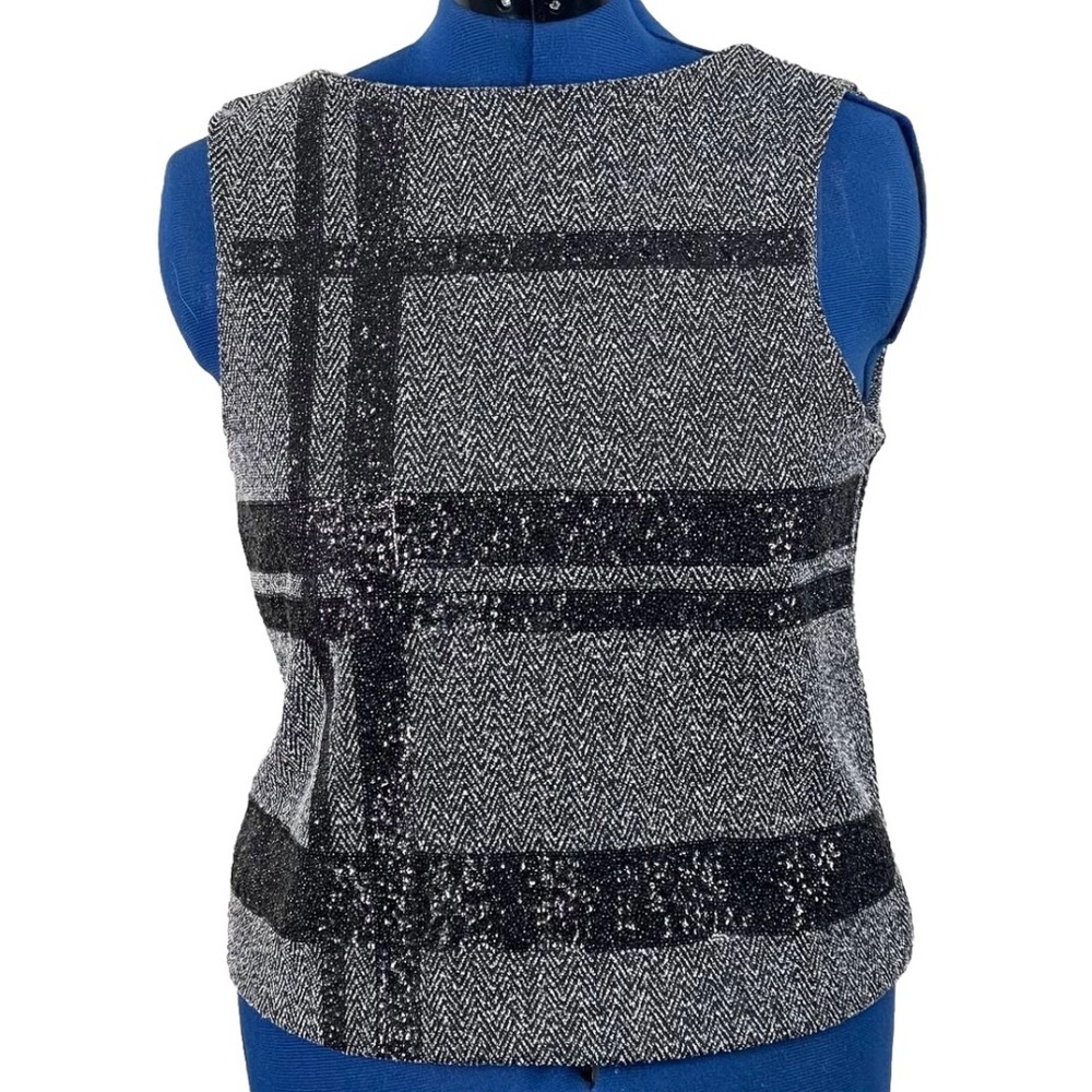 BANANA REPUBLIC SEQUIN
HERRINGBONE TANK TWEED Sz 8 Gray
Black Colorblock Sparkly